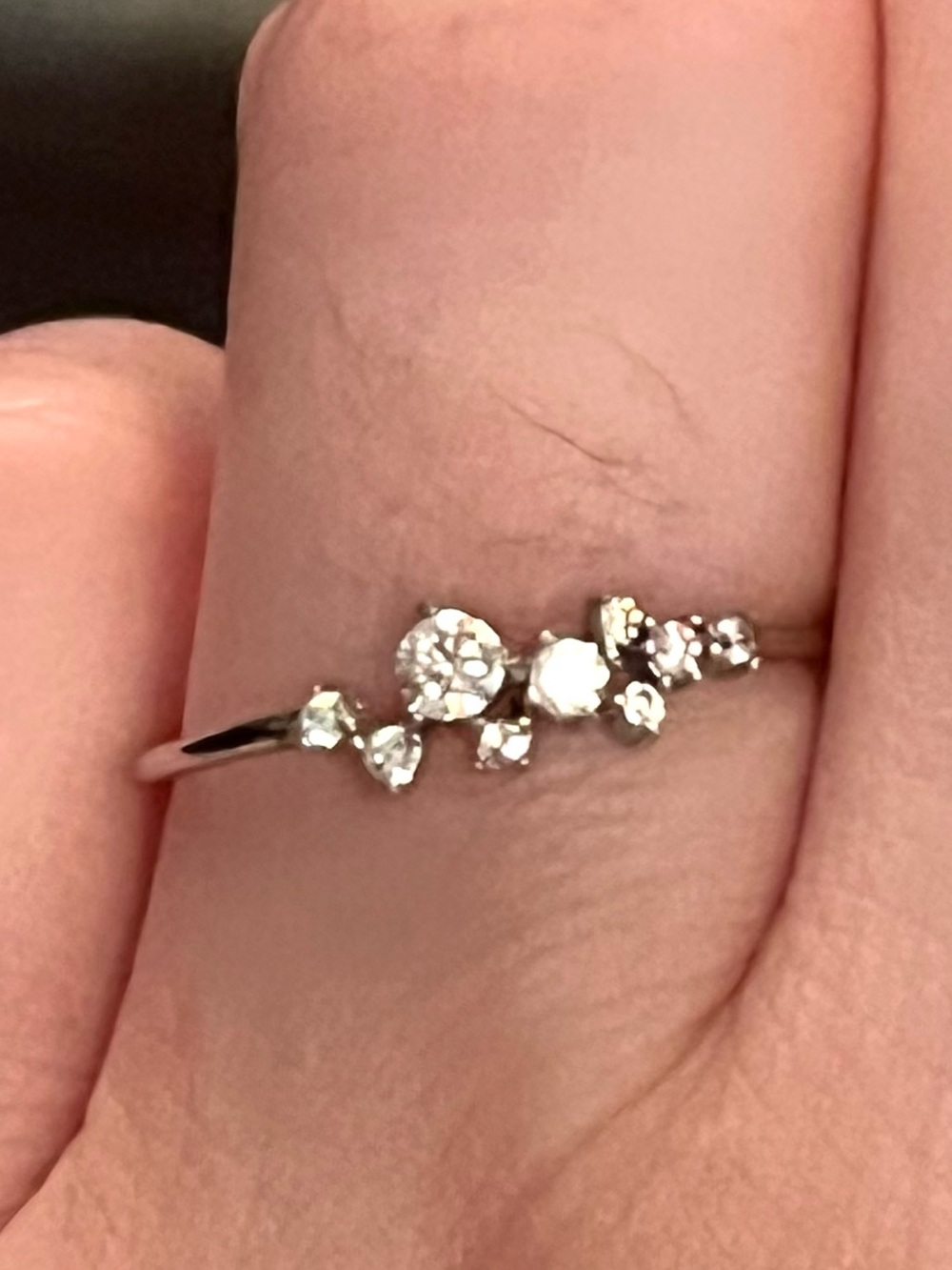 Silver Diamond Cluster Ring Size 7